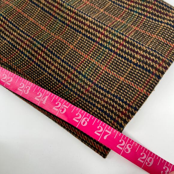 Vtg Sag Harbor Petite Pleated Wool Dress Pants Trouser Women 12 Brown Glen Plaid - Picture 12 of 13